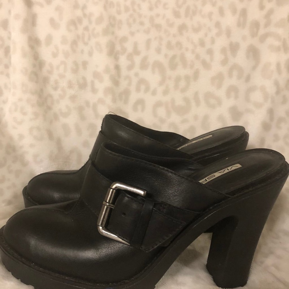 VIA SPIGA BLACK LEATHER HEELS PUMPS SIZE 8.5